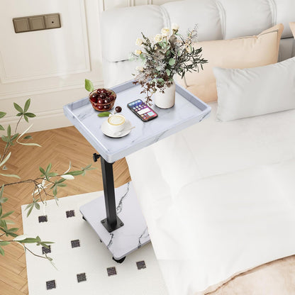 C Table End Table Adjustable Height, 360°Swivel TV Tray Table for Small Spaces, Couch Tables That