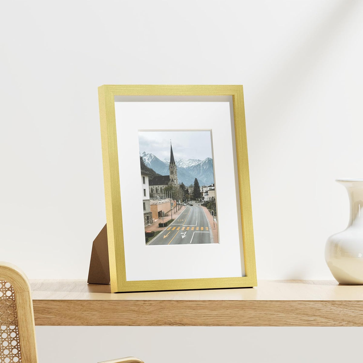 Vittanly 9x12 Picture Frames Set of 9, Shatter Resistant Plexiglass, Display 6x8 Pictures with Mat
