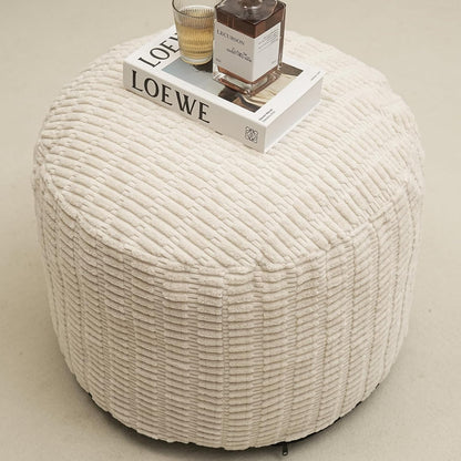 Round Stuffed Pouf Ottoman for Foot Rest, Storage Ottoman Pouf Foot Stool Cushion, Faux Fur Poufs