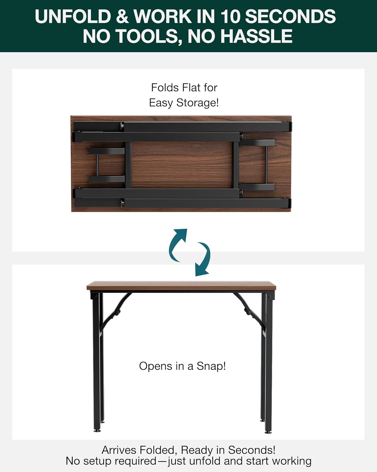 Frylr Small Folding Computer Desk – 35.8 Inch Portable Table for Craft and Study, Lightweight Desk