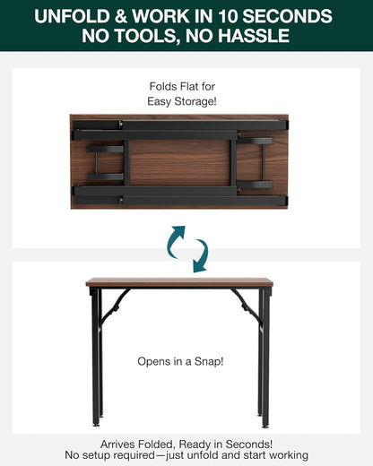 Frylr Small Folding Computer Desk – 35.8 Inch Portable Table for Craft and Study, Lightweight Desk