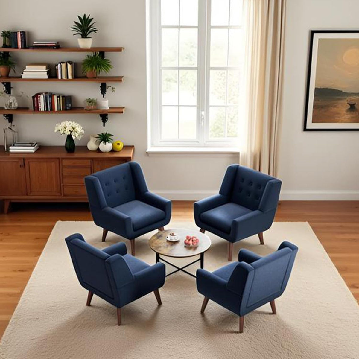 HUIMO Button-Tufted Accent Chairs Set of 2,Upholstered Reading Living Room Chair,Mid Century Modern