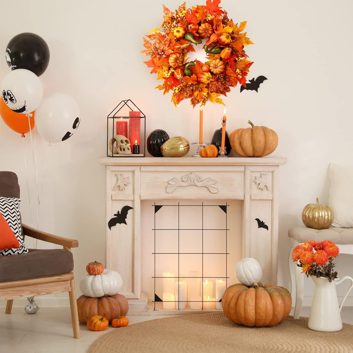 24 Inch Fall Wreaths for Front Door, Fall Decorations for Home,Fall Wreath,Autumn Wreath with