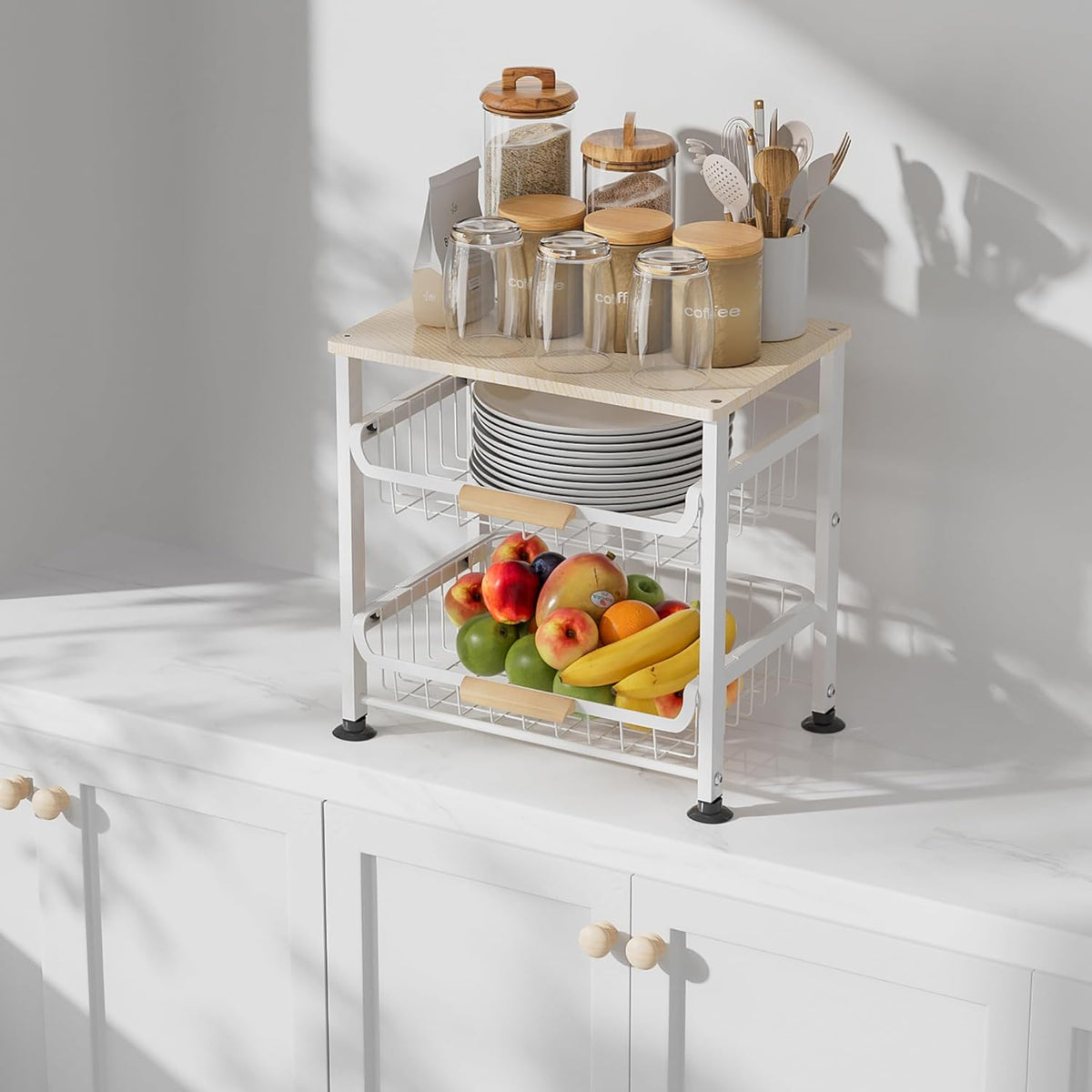 3-Layer Kitchen Fruit Storage Basket Snack Rack, countertop Storage Rack, Stackable Storage Rack