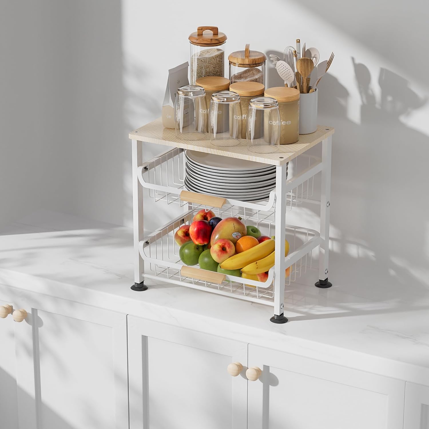 3-Layer Kitchen Fruit Storage Basket Snack Rack, countertop Storage Rack, Stackable Storage Rack