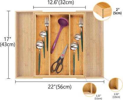 Utoplike Bamboo Expandable Kitchen Drawer Organizer, Adjustable Utensil Holder and Cutlery Tray