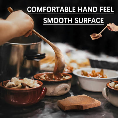 Wooden Spoons for Cooking, Nonstick Cooking Utensil Set with 5 Piece Acacia Wooden Spatulas and