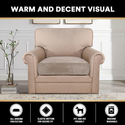PrinceDeco Stretch Velvet Couch Cushion Cover,Soft Fitted Cushion Slipcover for Arm Chair Sofa