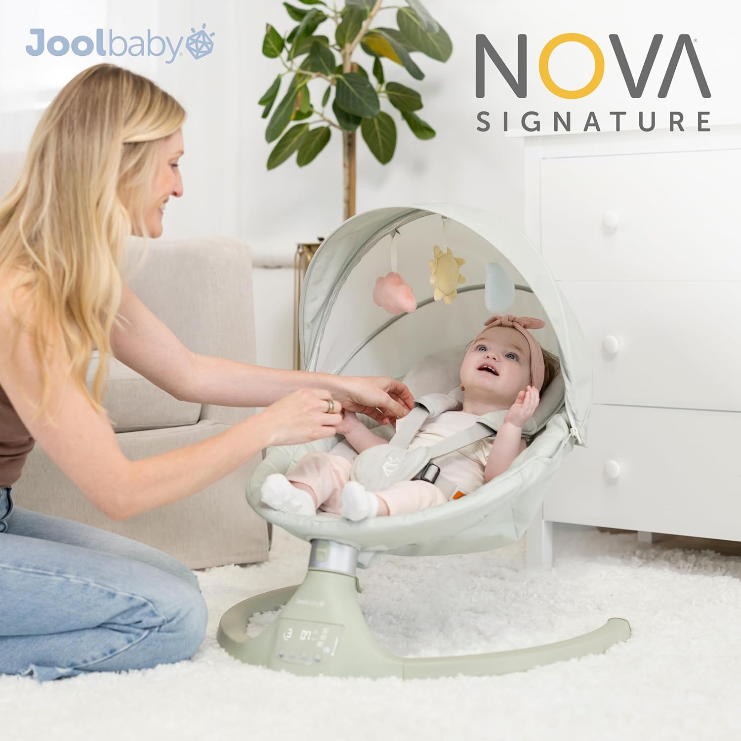 Jool Baby Nova Swing for Newborns - Electric Motorized Infant Swing, Bluetooth Music, 10 Preset