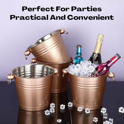 Amyhill 8 Pack Stainless Steel Ice Bucket 5.3 Quart/ 5 Liter with Handle Large Insulated Champagne