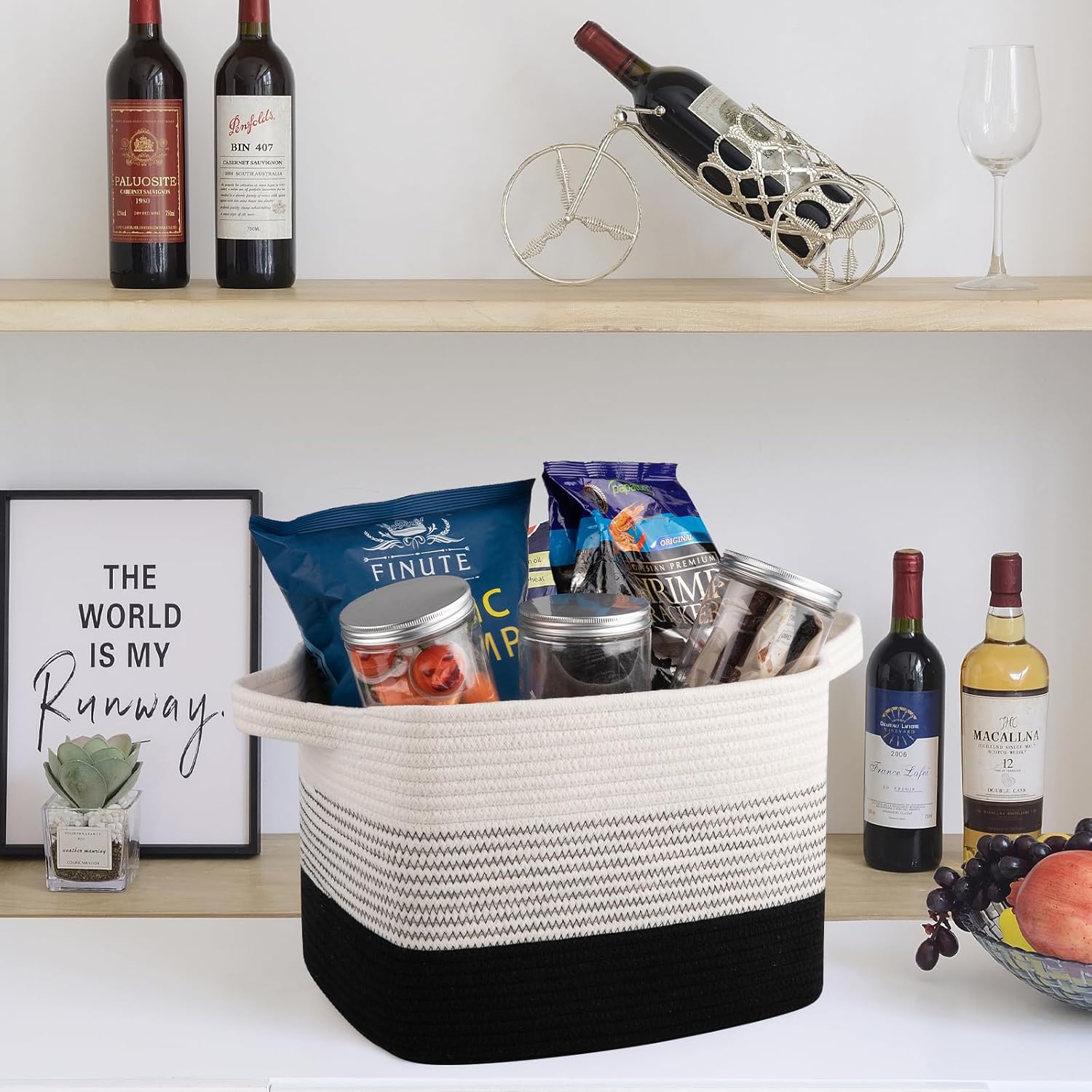 OIAHOMY Storage Basket, Woven Baskets for Storage, Cotton Rope Basket for toys,Towel Baskets for