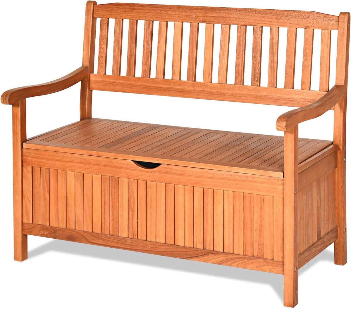Tangkula Outdoor Wood Storage Bench Deck Box, Entryway Porch Storage Bench with Inner Removable