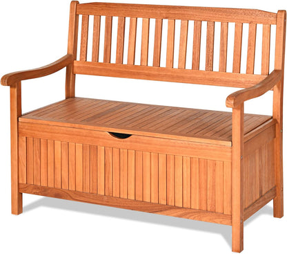 Tangkula Outdoor Wood Storage Bench Deck Box, Entryway Porch Storage Bench with Inner Removable