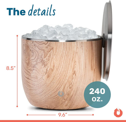 SNOWFOX XL Premium Vacuum Insulated Double Wall Stainless Steel Ice Bucket with Lid/Scoop, Bar