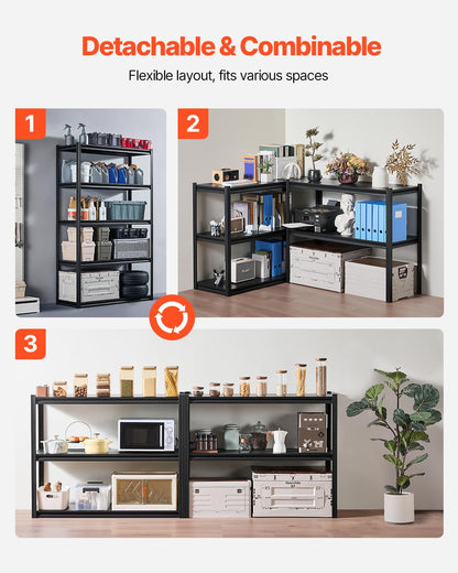 VEVOR Storage Shelves, 3000 lbs, 5 Tier Garage Storage Shelving, 18" D x 48" W x 78" H Adjustable