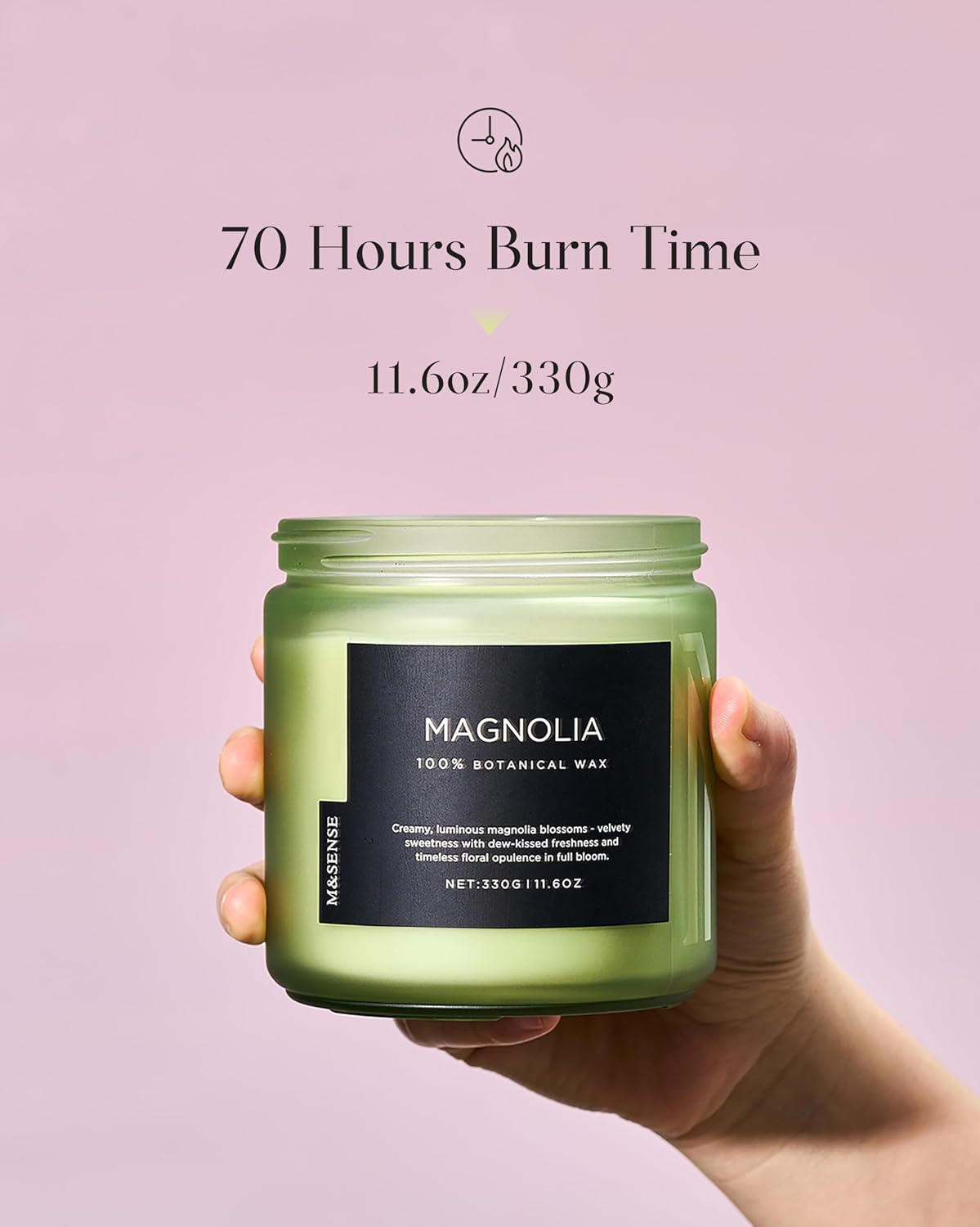 M&SENSE Magnolia Jasmine Spring Scented Candle, 11.6oz 70 Hours Long Lasting Clean Non Toxic All