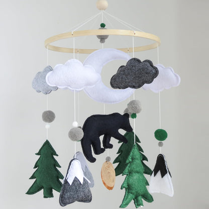 Woodland Mobile for Crib Bear Baby Mobile for Crib Woodland Crib Mobile for Boys Girls Forest Baby
