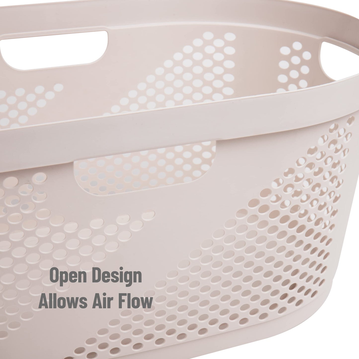 Mind Reader 40L Ventilated Laundry Baskets, Lightweight Clothes Hamper with Cutout Handles for