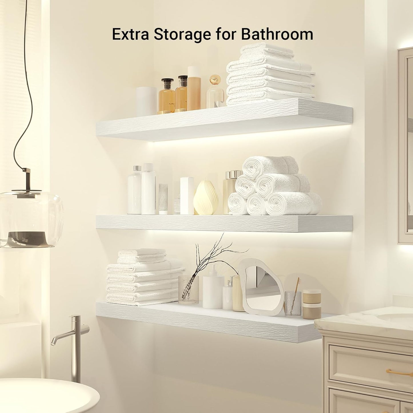 Heimlove 12" Deep Floating Shelves, 36 x 12 Inch Wall Mounted Long Floating Shelf with Invisible