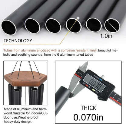 Wind Chimes Outdoor,36 Inch Memorial Wind Chimes Outdoor Large Deep Tone with 6 Heavy Metal Tubes