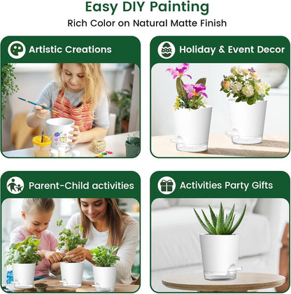 4 inch Self Watering Pots for Indoor Plants, 5 Pack Small Flower Plant Pots with Drainage Holes and
