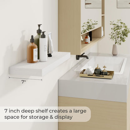 24 inch Floating Shelves Long Floating Shelves for Wall Large Wall Mounted Shelves with Invisible
