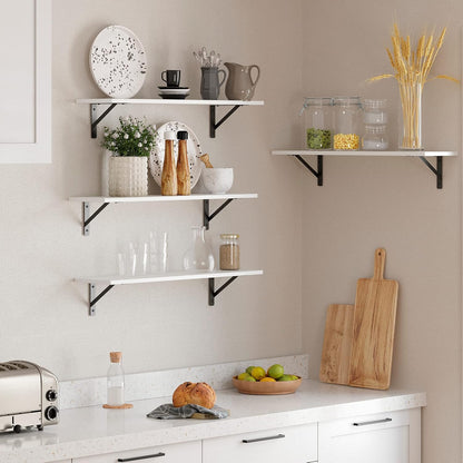 DINZI LVJ Long Wall Shelves, 31.5 x 7.9 x 6.1 Inches, Set of 2 White Floating Shelves