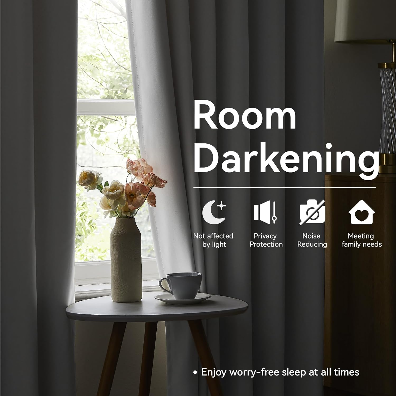 KangBang White Room Darkening Curtains 108 Inches Long, Pinch Pleated Blackout Curtains Sound