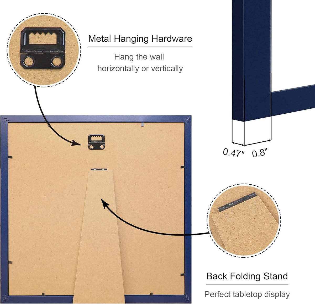 12x12 Picture Frame Set of 4, 12 x 12 Wood Photo Frames with Mat for 10x10 or 30x30cm Diamond