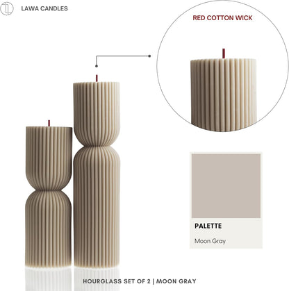 LAWA Hourglass Pillar Candle - Large Beautiful Handmade Pillar Scented Soy Wax Candle Elegant