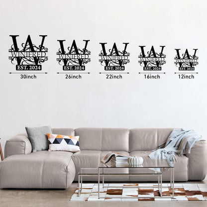Custom Metal Signs | Last Name Sign | Split Letter Monogram Wall Decor | Custom Outdoor Signs |