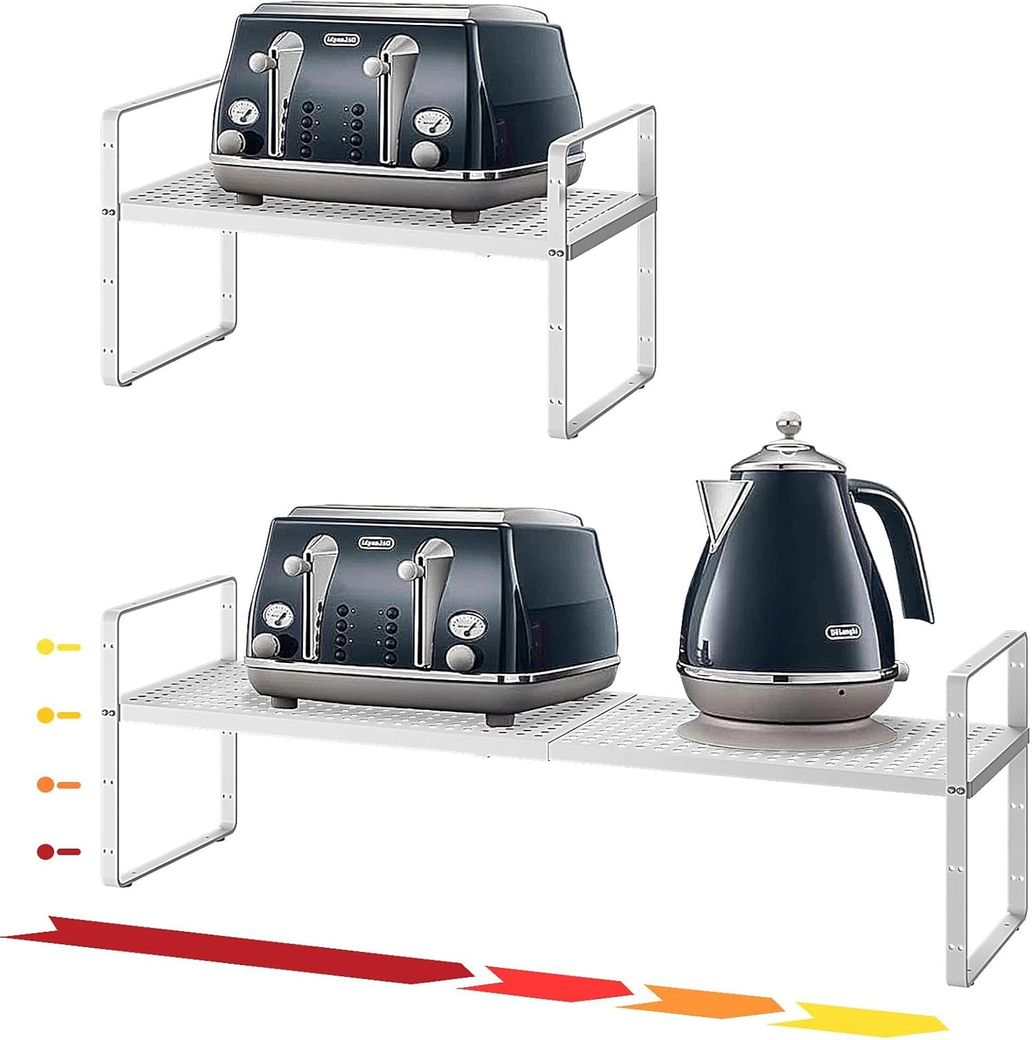 Hole Pattern Expandable Shelf Organizer,1Pack 8.1" Wide Easy to Assemble Cabinet Organizer Shelf