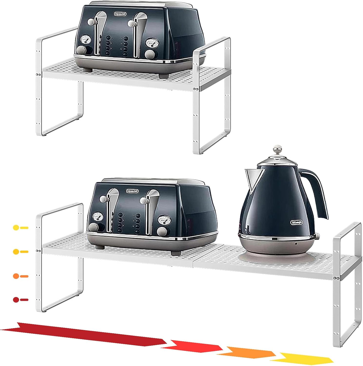 Hole Pattern Expandable Shelf Organizer,1Pack 8.1" Wide Easy to Assemble Cabinet Organizer Shelf