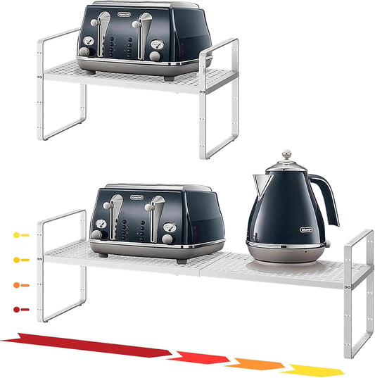 Hole Pattern Expandable Shelf Organizer,1Pack 8.1" Wide Easy to Assemble Cabinet Organizer Shelf