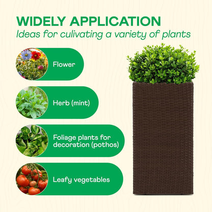 IDZO All-Weather Wicker Planters, Set of 2, 24 in Tall Wicker Planters, Self-Watering with