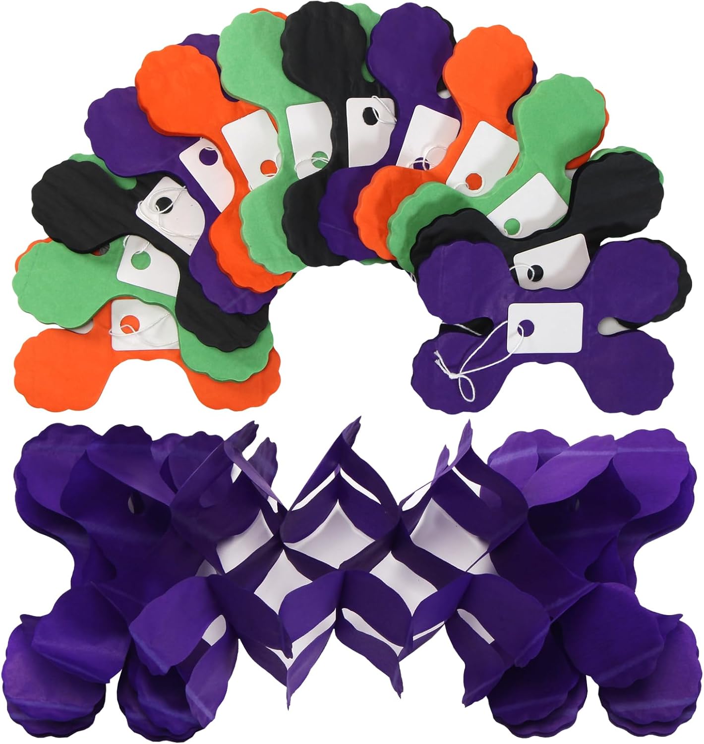 Black-Purple Orange Green Halloween Party-Decorations - 157Ft Four-Leaf Clover Streamers Garland