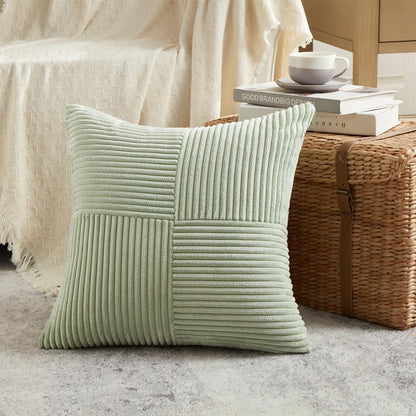 Fancy Homi 2 Packs Sage Green Decorative Throw Pillow Covers 22x22 Inch for Living Room Couch Bed
