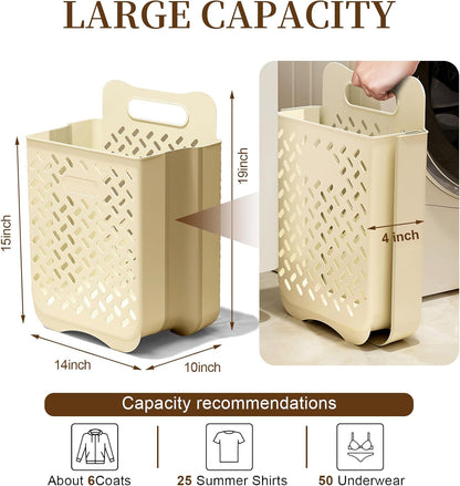 Laundry Basket Hamper,Hanging Wall Collapsible Laundry with Handle,Space-Saving Foldable Storage
