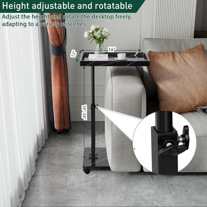 C Table End Table Adjustable Height, 360°Swivel TV Tray Table for Small Spaces, Couch Tables That