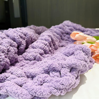 Chunky Knit Blanket Throw 40"x60", Chenille Throw Blankets, Handmade Warm & Cozy Blanket Couch Bed