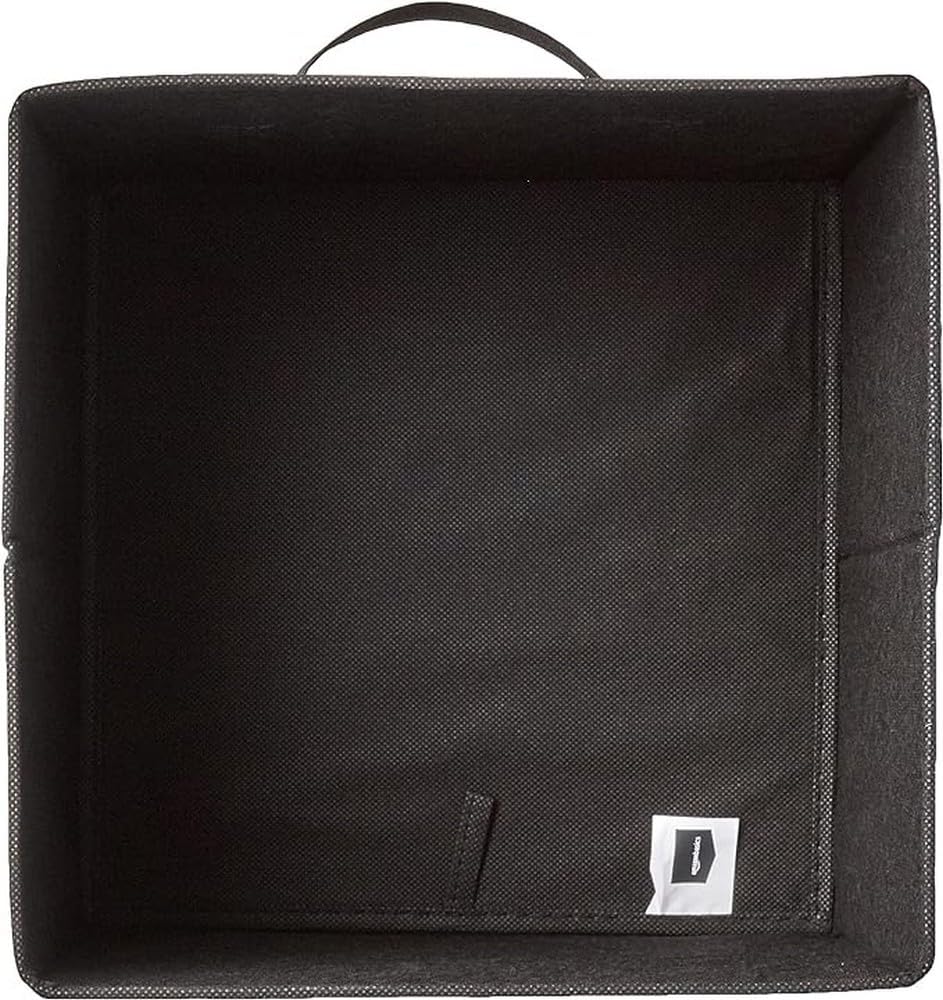 Amazon Basics Collapsible Fabric Storage Cubes Organizer with Handles, Sturdy, Black