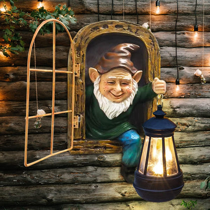 Whimsical Fairy Garden Halloween Gnomes with Solar Lights-10 Elf Out The Door Tree Hugger Garden