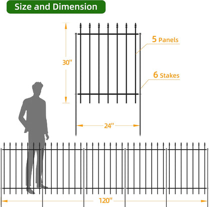 Metal Garden Fence 30 in H x 10 ft L,Border Fence Panels Animal Barrier for Dogs, No Dig Garden