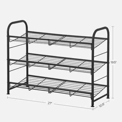 SONGMICS Shoe Rack, 3 Tier Shoe Organizer for Closet, Holds up to 12 Pairs of Shoes, Shoe Rack for