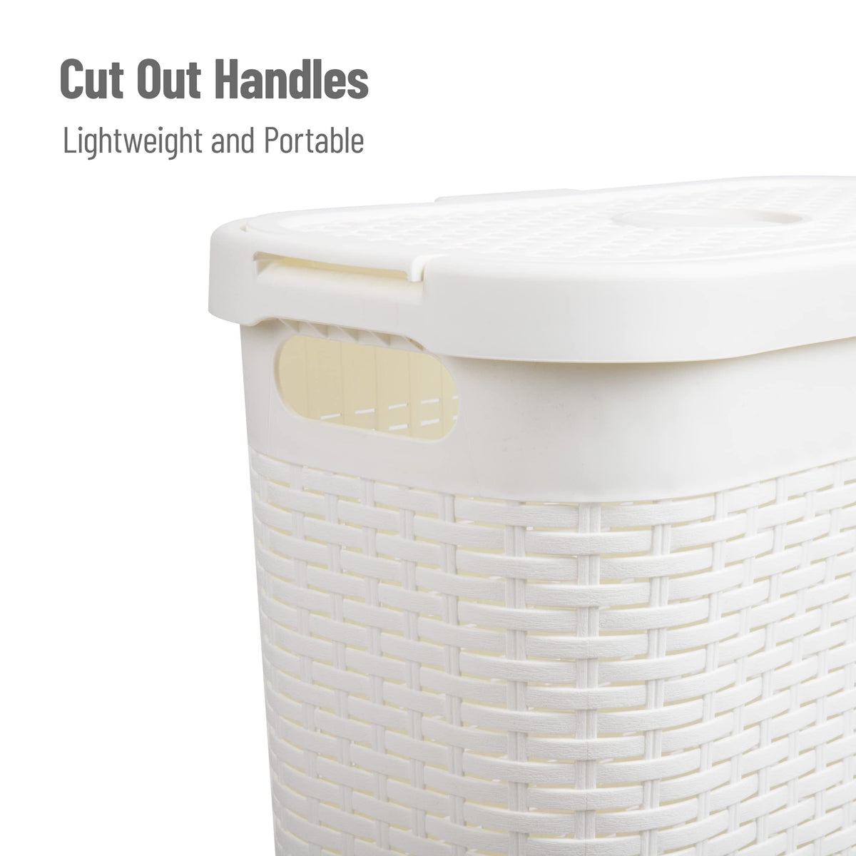 Mind Reader Slim Laundry Hamper with Lid, 40L Clothes Basket, Narrow Tapered Design with Ventilated