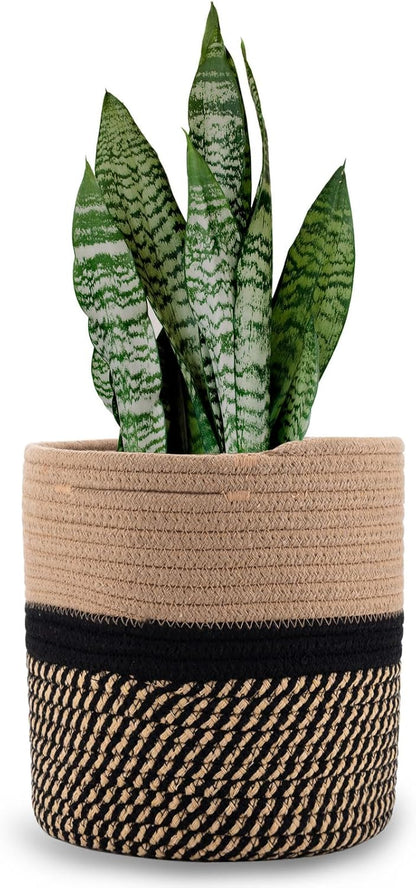 Woven Cotton Rope Plant Basket for 11" Flower Pot Floor Indoor Planters,Storage Organizer Basket