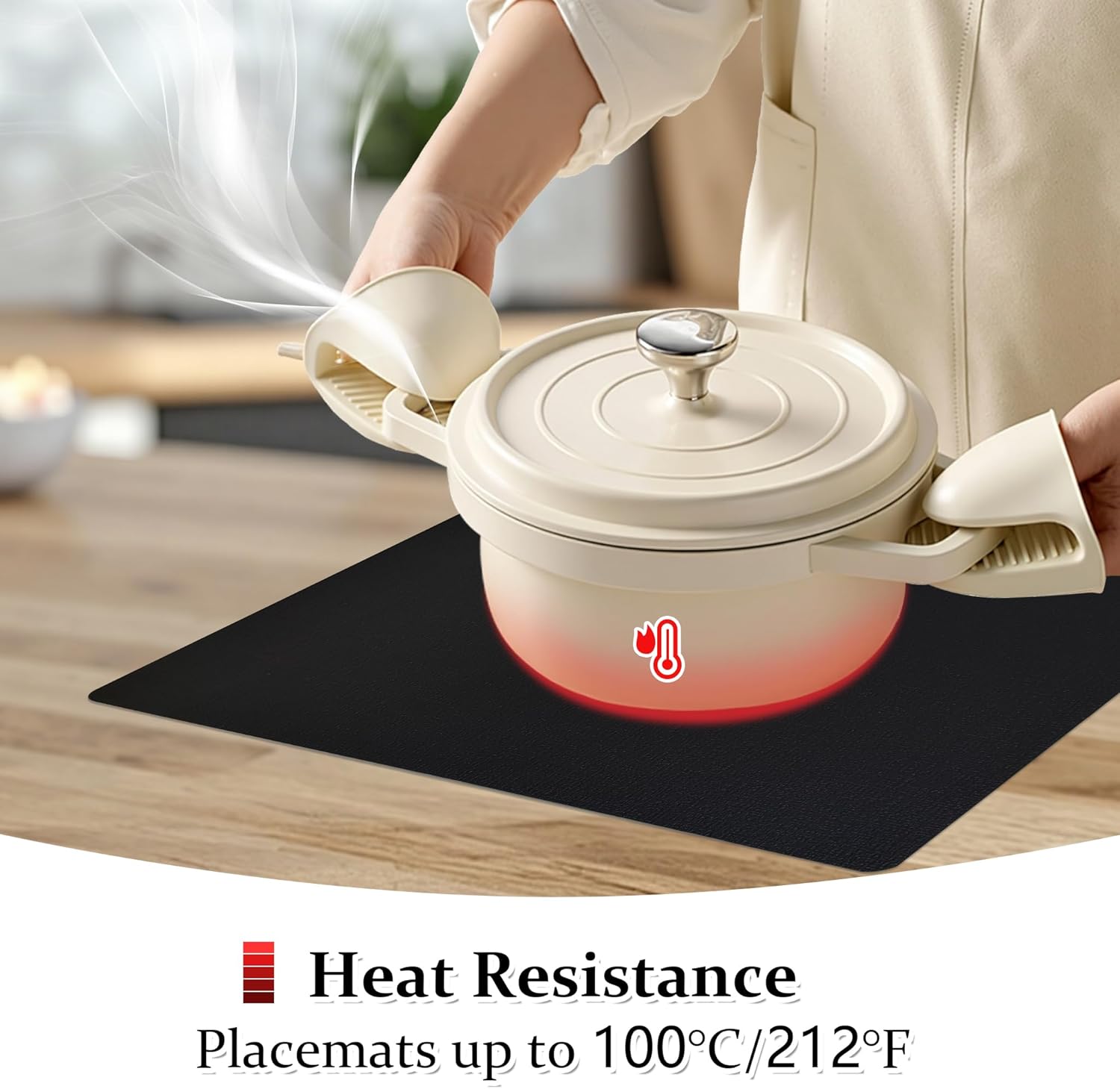 FROMHEART Faux Leather Placemats Set of 12–Waterproof,Heat/Oil Stain-Resistant PU Table