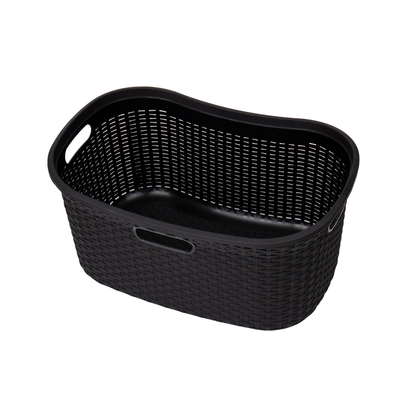 Mind Reader 40L Laundry Basket, Clothes Hamper, Premium Wicker Design, Plastic, Set of 2, Black