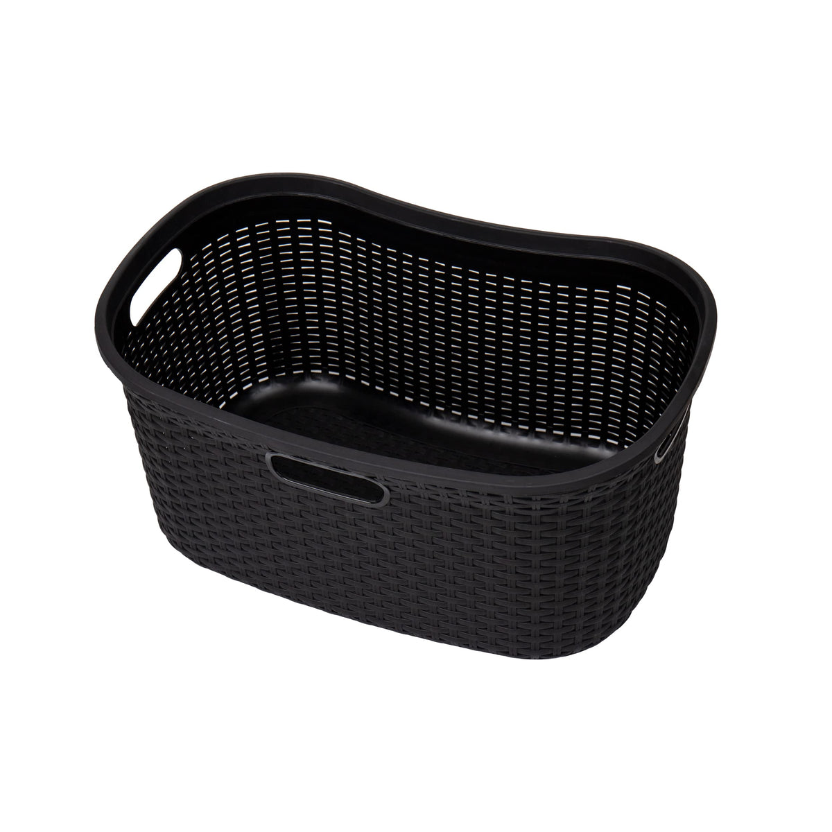 Mind Reader 40L Laundry Basket, Clothes Hamper, Premium Wicker Design, Plastic, Set of 2, Black