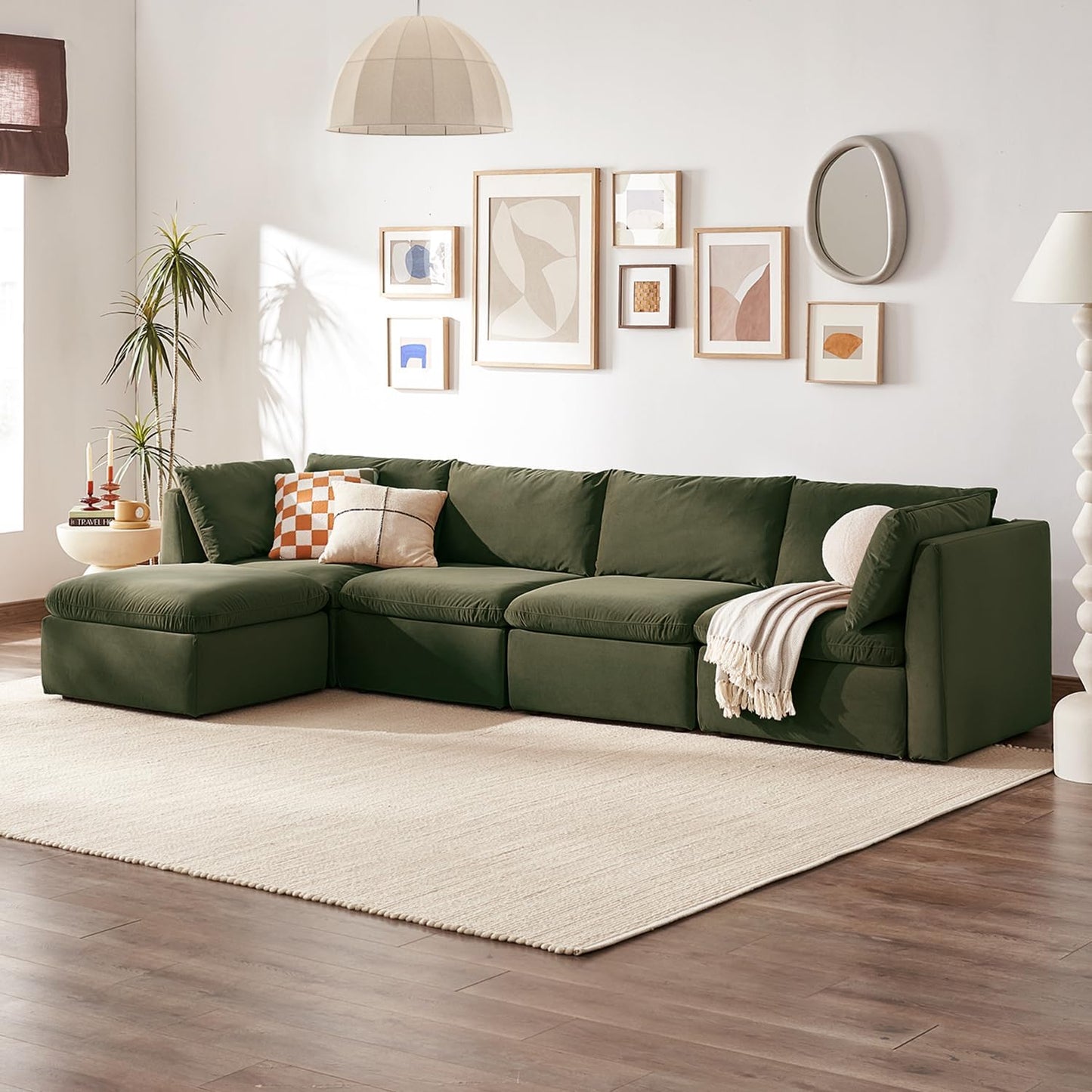 mopio Oversized Modular Sectional Sofa with Fully Removable Covers and Storage, Convertible U